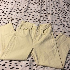 Zara straight high rise yellow jeans